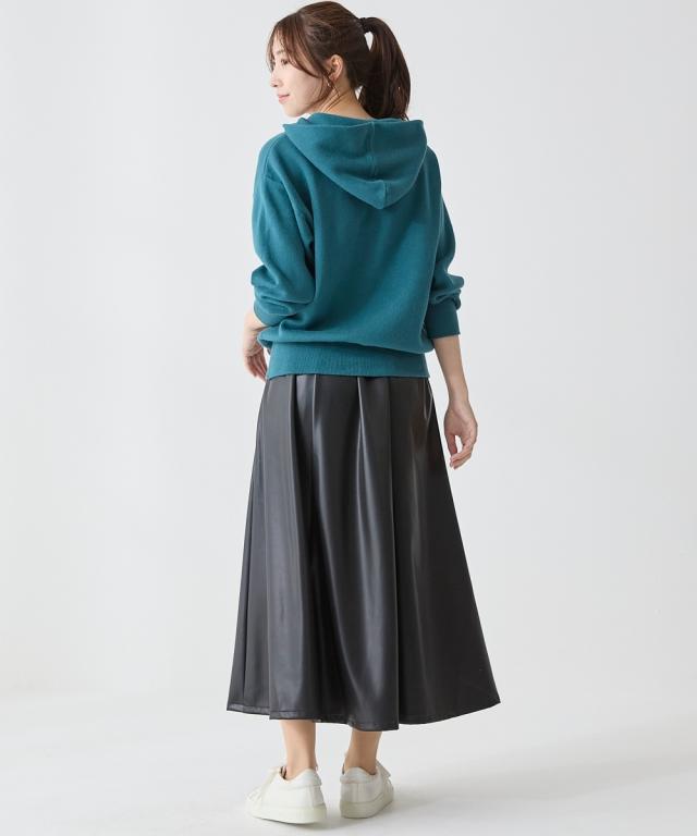 ロングスカート 大きいサイズ レディース フェイクレザーフレア スカート OtonaSMILE マキシスカート 長め ロンスカ 5L/6L ニッセン nissen_15