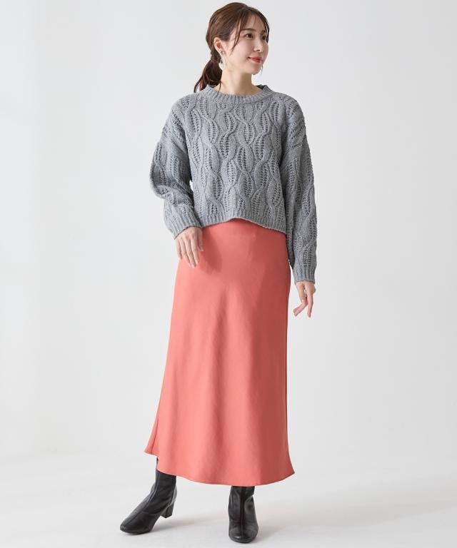 ロングスカート 大きいサイズ レディース サテンマーメイド スカート OtonaSMILE マキシスカート 長め ロンスカ 5L/6L ニッセン nissen_12