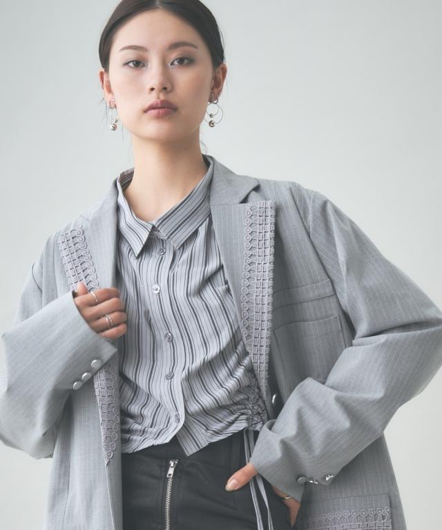 ジャケット アウター レディース レース ドッキング M〜L/L〜LL ニッセン nissen
