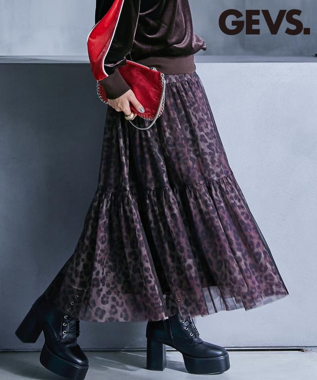 ロングスカート 大きいサイズ レディース 配色チュール ロング ティアード スカート ペチ コート 付 GEVS. 対応  マキシスカート 6L/8L/10L ニッセン nissen