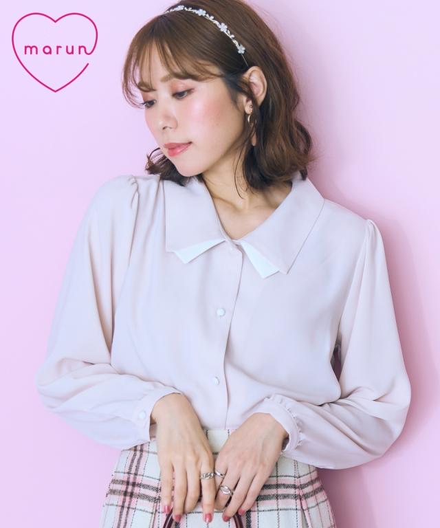 シャツ ブラウス 大きいサイズ レディース 衿配色 デザイン marun L/LL/3L/4L/5L ニッセン nissen agesugi_sfaの通販は 5,160円