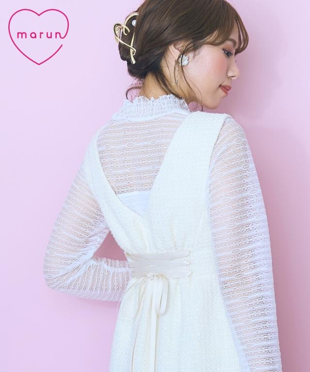 ジャンパースカート 大きいサイズ レディース マーメイドツイード ジャンパー スカート marun  ジャンスカ ワンピース 6L/8L/10L ニッセン nissen