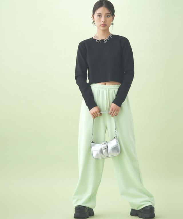 Tシャツ カットソー レディース クロップド ニット トップス 冬 M〜L/L〜LL ニッセン nissen agesugi_sfaの通販は
