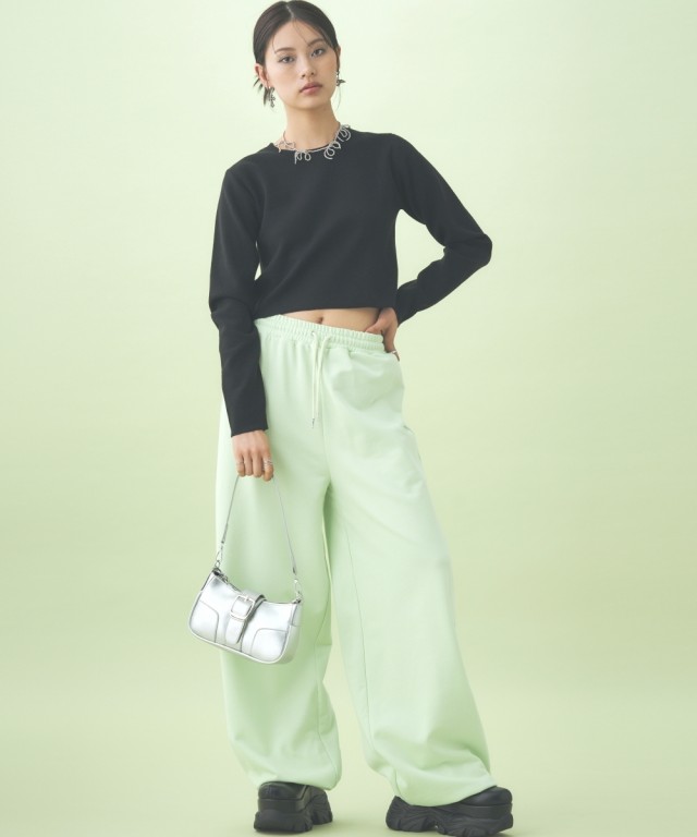 Tシャツ カットソー レディース クロップド ニット トップス 冬 M〜L/L〜LL ニッセン nissen agesugi_sfaの通販は
