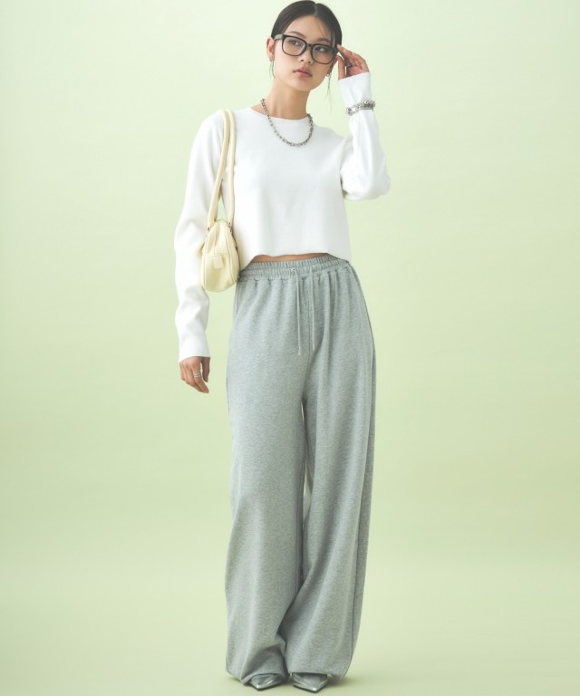 Tシャツ カットソー レディース クロップド ニット トップス 冬 M〜L/L〜LL ニッセン nissen agesugi_sfaの通販は
