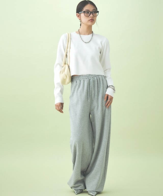 Tシャツ カットソー レディース クロップド ニット トップス 冬 M〜L/L〜LL ニッセン nissen agesugi_sfaの通販は