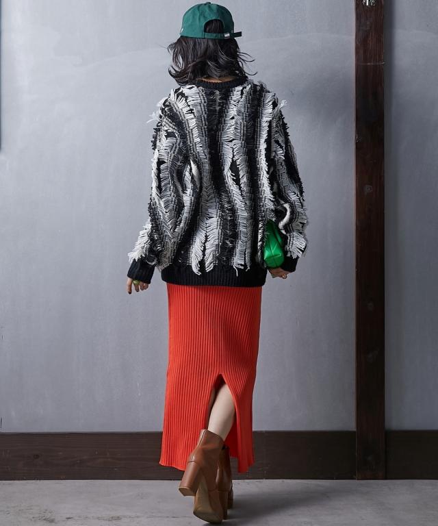 ニット セーター 大きいサイズ レディース カットジャガードクルー