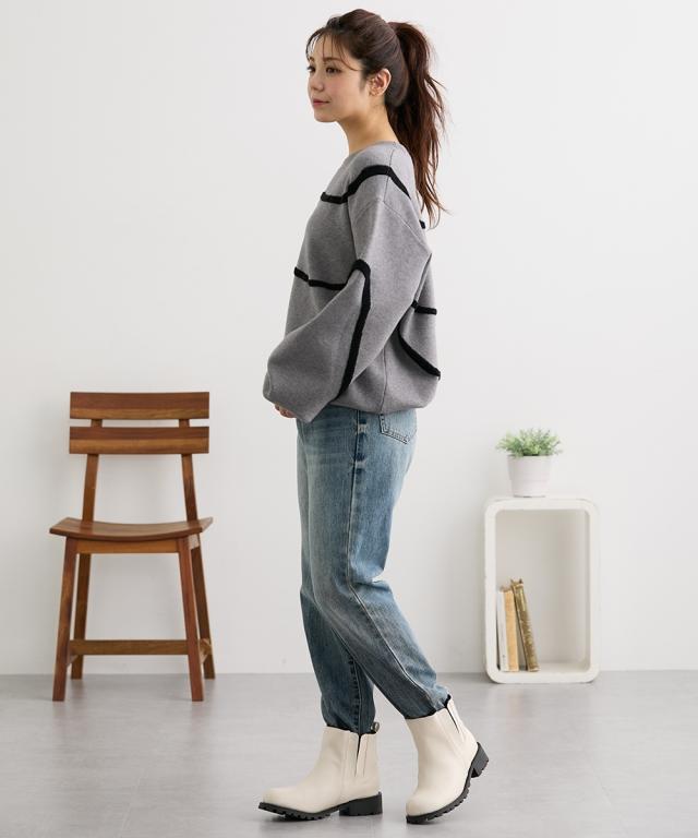 大きいサイズ レディース ゆったり幅広 タンクソールサイドゴア ショート ブーツ ワイズ4E  シューズ 25.0〜25.5cm ニッセン nissen