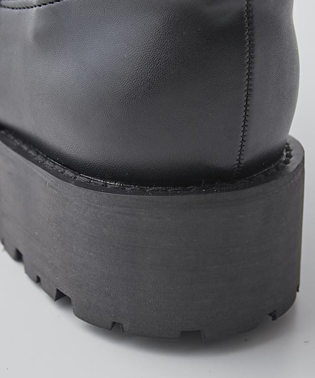 大きいサイズ レディース ゆったり幅広 タンクソールサイドゴア ショート ブーツ ワイズ4E  シューズ 25.0〜25.5cm ニッセン nissen