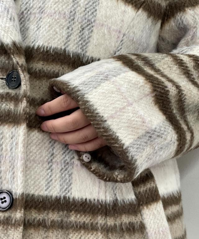 コート アウター レディース シャギーチェック marun L/LL/3L/4L/5L