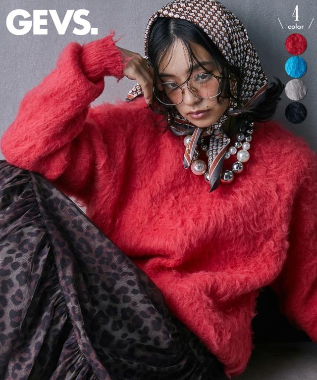 ニット セーター レディース シャギークルーネック プルオーバー GEVS. 対応 冬 M〜5L ニッセン nissen agesugi_sfaの通販は 5,160円