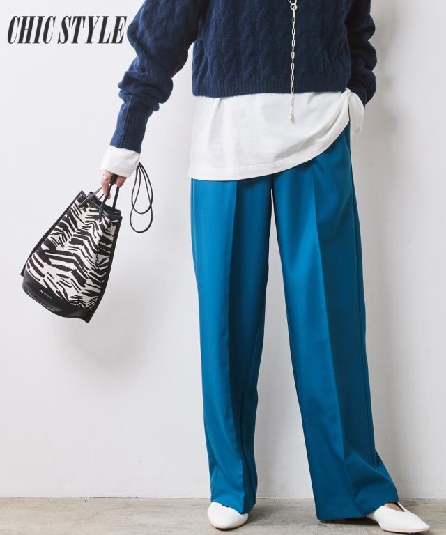 ストレートパンツ 大きいサイズ レディース カラー ストレート パンツ シックス タイル 対応  美脚 ボトムス ズボン 6L/8L/10L ニッセン nissen agesugi_sfaの通販は 7,190円