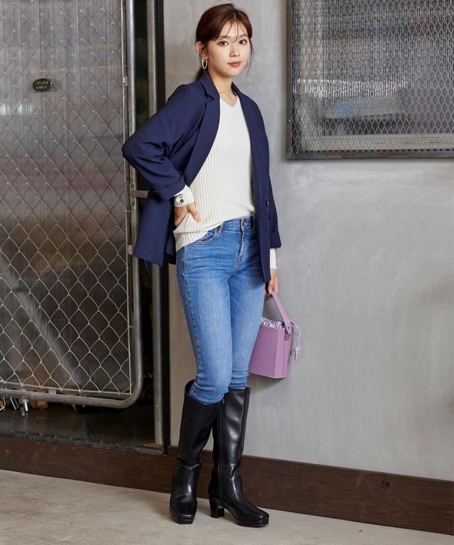 大きいサイズ レディース ゆったり幅広 ストーム付 ストレッチ ロング ブーツ 低反発中敷 ワイズ4E  シューズ 23.0〜23.5/24.0〜24.5cm ニッセン nissen