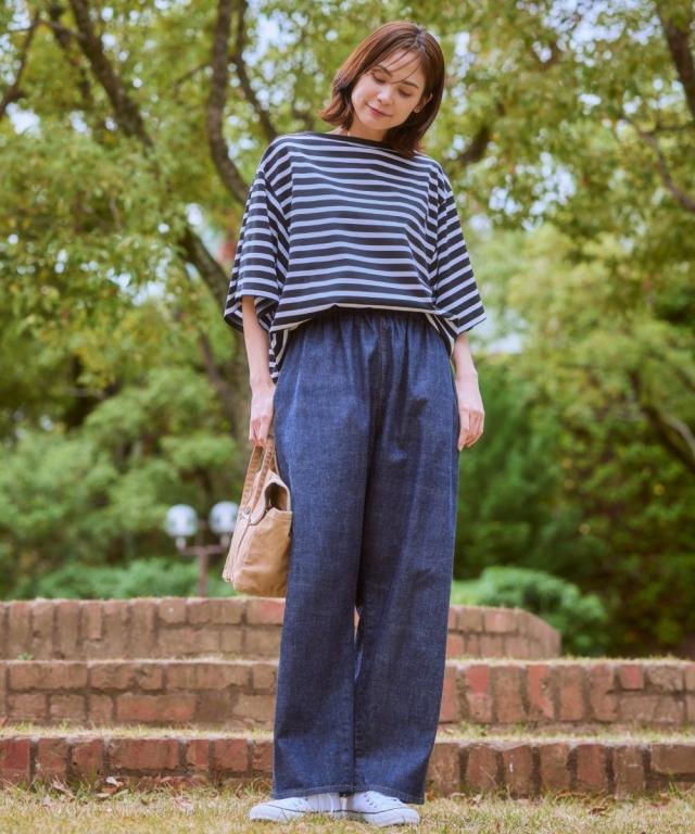 広広としたズボン下 レディース クロキ ジーンズ 広広とした ズボン下  ゆったり 体型取りまかなう 美脚 ボトムス ズボン M〜LL ニッセン nissen