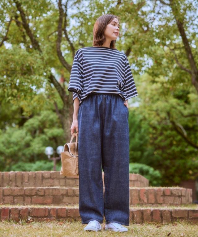 広広としたズボン下 レディース クロキ ジーンズ 広広とした ズボン下  ゆったり 体型取りまかなう 美脚 ボトムス ズボン M〜LL ニッセン nissen