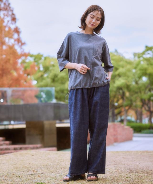 広広としたズボン下 レディース クロキ ジーンズ 広広とした ズボン下  ゆったり 体型取りまかなう 美脚 ボトムス ズボン M〜LL ニッセン nissen
