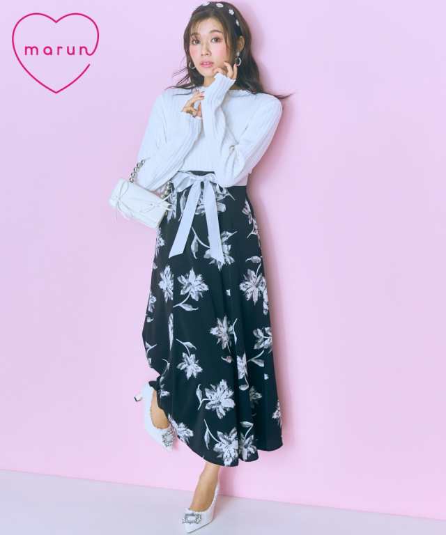 ワンピース ロング マキシ レディース ドッキング花柄 marun  ひざ下 L/LL/3L/4L/5L ニッセン nissen agesugi_sfaの通販は