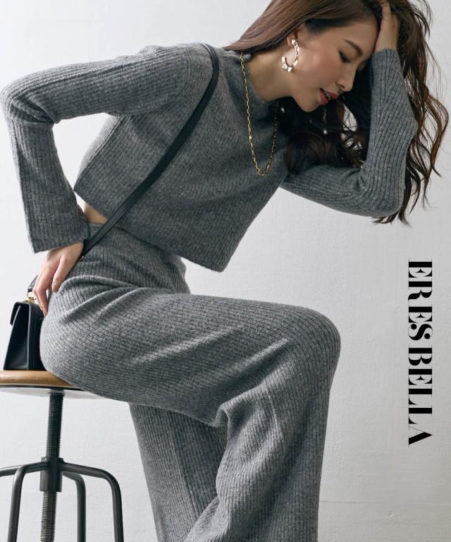 ニット セーター レディース スタンド カラー ＆ パンツ ERES BELLA M/L ニッセン nissen ニット セーター レディース スタンド カラー ＆ パンツ ERES