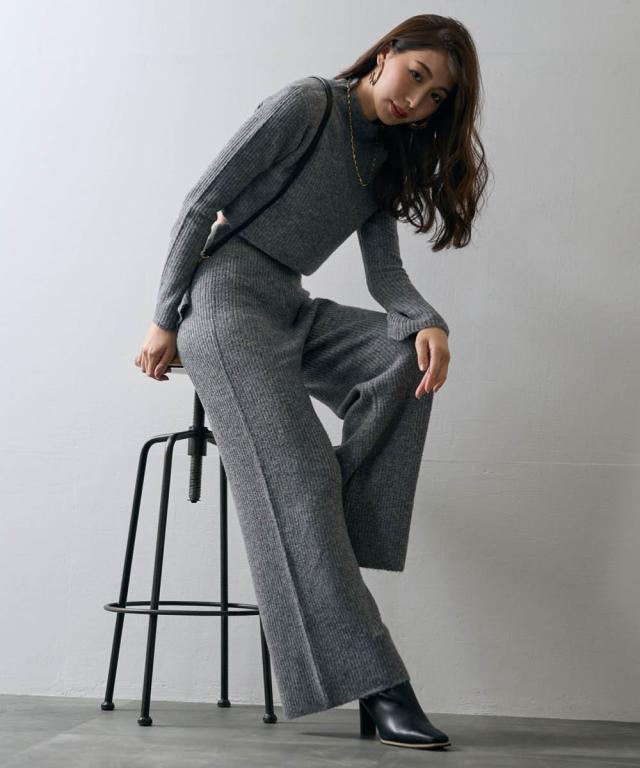 ニット セーター レディース スタンド カラー ＆ パンツ ERES BELLA M/L ニッセン nissen ニット セーター レディース スタンド カラー ＆ パンツ ERES