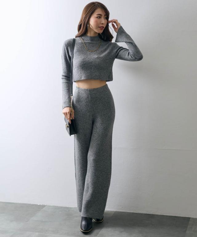 ニット セーター レディース スタンド カラー ＆ パンツ ERES BELLA M/L ニッセン nissen ニット セーター レディース スタンド カラー ＆ パンツ ERES