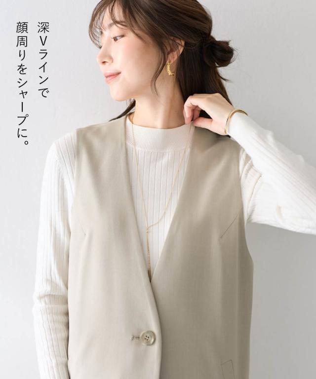 ジャケット アウター レディース ロング ジレ 有 OtonaSMILE M/L ニッセン nissen_3