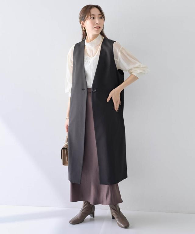 ジャケット アウター レディース ロング ジレ 有 OtonaSMILE M/L ニッセン nissen_13