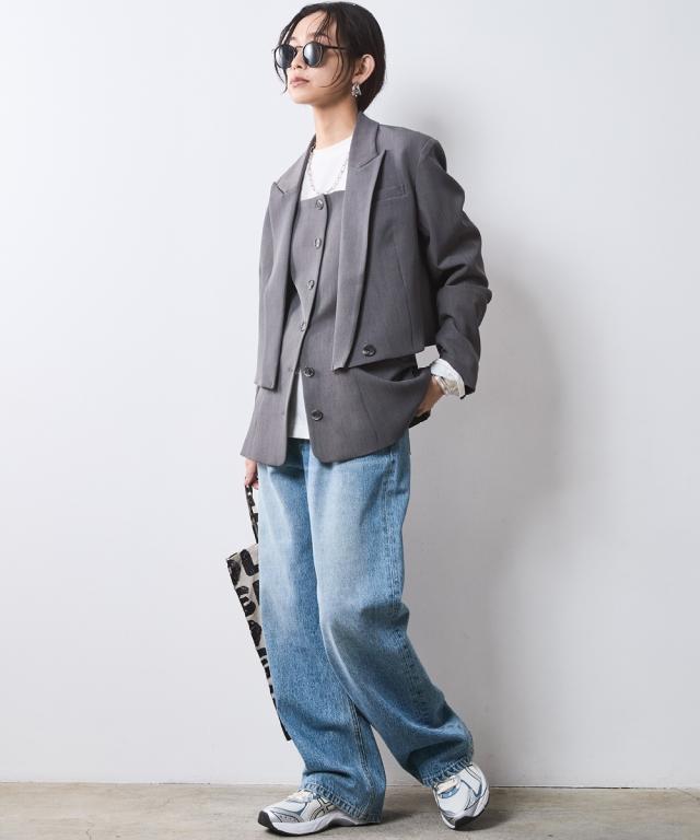 ジャケット アウター 大きいサイズ レディース クロップド テーラード