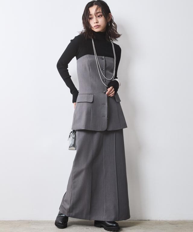 ロングスカート 大きいサイズ レディース タイト マキシ スカート 有 シックス タイル マキシスカート 長め ロンスカ 6L/8L/10L ニッセン nissen_8