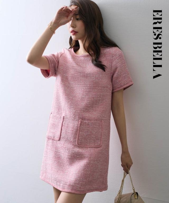 ワンピース ミニ レディース ツイードミニ 有 ERES BELLA  ミニワンピ M/L ニッセン nissen