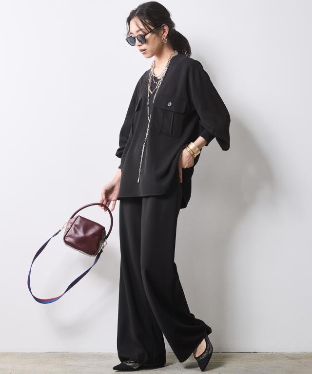 シャツ ブラウス レディース リブ衿 Vネック 有 シックス タイル M〜5L