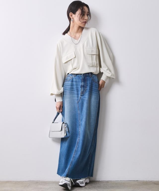 シャツ ブラウス レディース リブ衿 Vネック 有 シックス タイル M〜5L