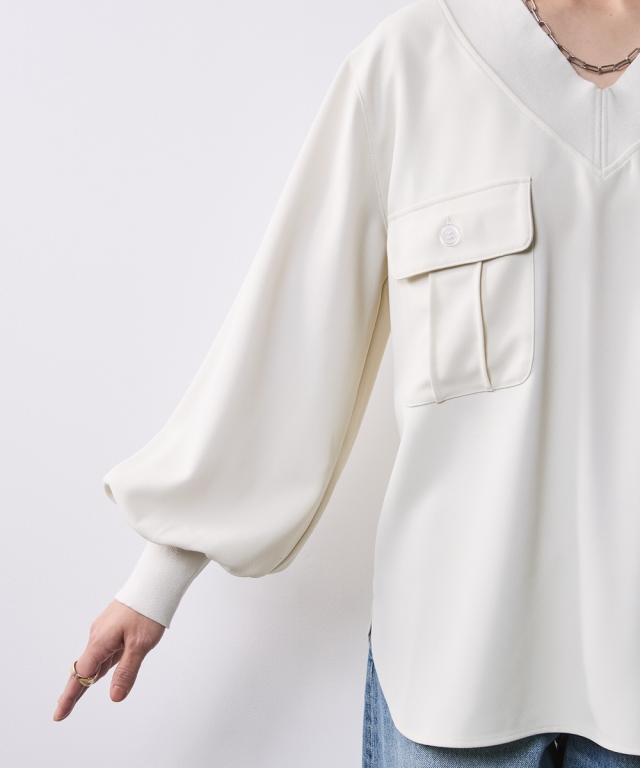 シャツ ブラウス レディース リブ衿 Vネック 有 シックス タイル M〜5L ニッセン nissen シャツ ブラウス レディース リブ衿 Vネック 有 シックス タイル M〜5L