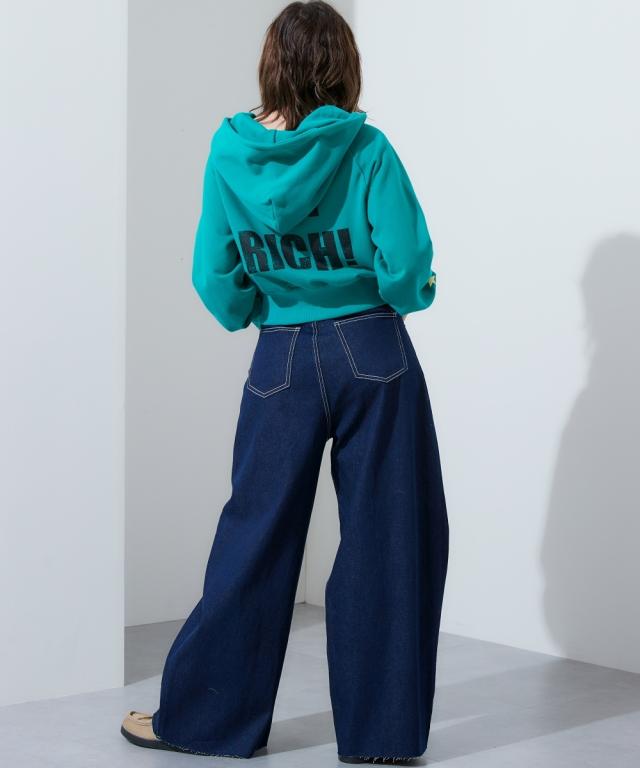 パーカー レディース 裏毛クロップドダブルジップ  フーディ M〜L ニッセン nissen ニッセン パーカー レディース 裏毛クロップドダブルジップ