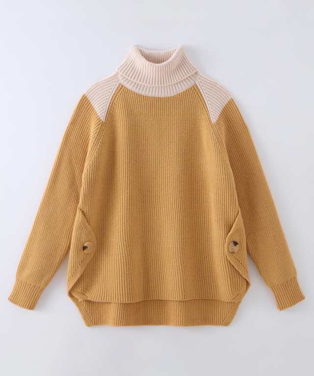 ニット セーター シニア ファッション 脇ボタン デザイン 配色 冬 M〜L ニッセン nissen