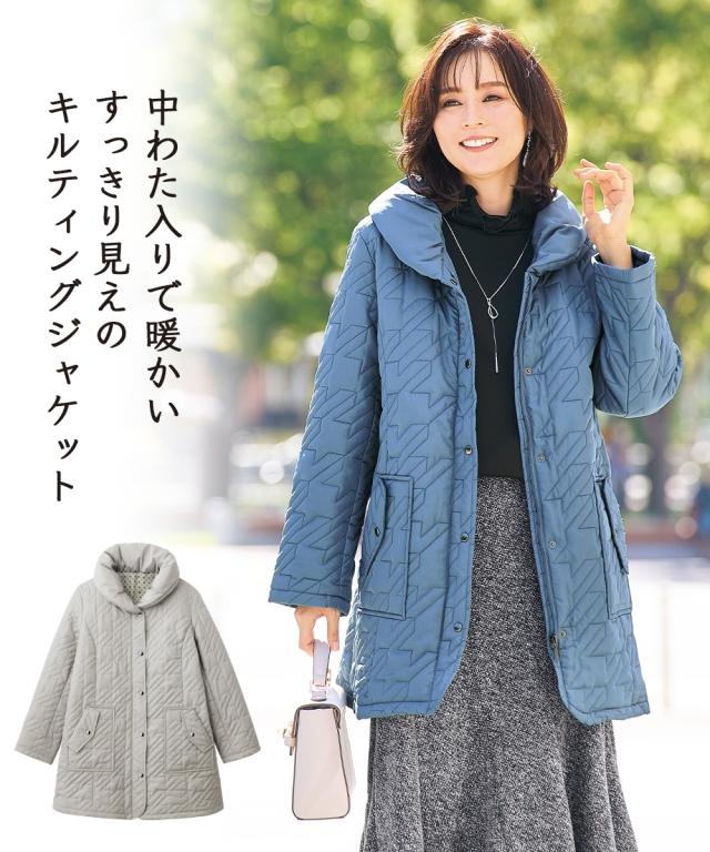 コート アウター シニア ファッション キルティング裏 プリント 薄中わた M/L/LL ニッセン nissenの通販は 7,678円