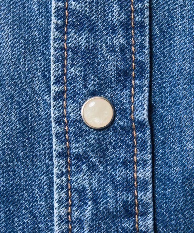 シャツ ブラウス 大きいサイズ レディース 綿100％ ライトオンス デニム リボンタイ付 有 シックス タイル 6L/8L/10L ニッセン nissen_13