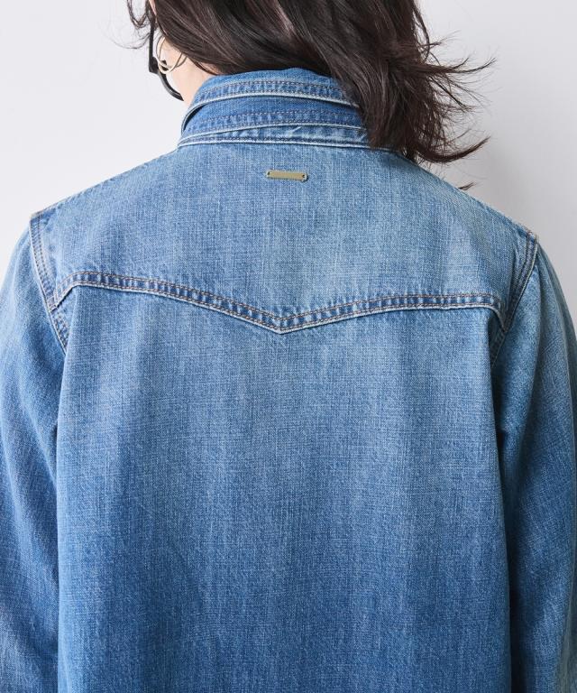 シャツ ブラウス 大きいサイズ レディース 綿100％ ライトオンス デニム リボンタイ付 有 シックス タイル 6L/8L/10L ニッセン nissen_16