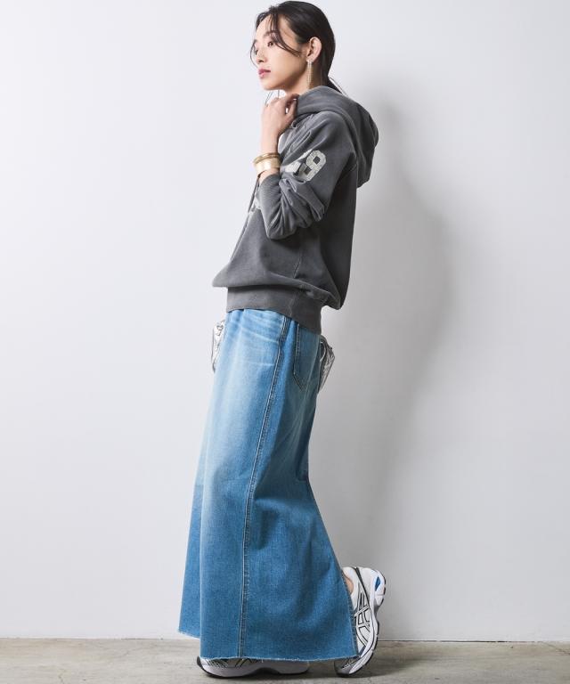 ロングスカート レディース ライトオンス デニム ロング スカート 有 シックス タイル マキシスカート 長め ロンスカ M〜5L ニッセン nissen_4