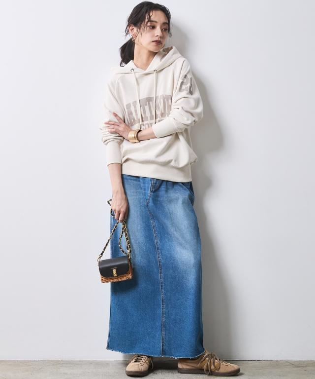 ロングスカート レディース ライトオンス デニム ロング スカート 有 シックス タイル マキシスカート 長め ロンスカ M〜5L ニッセン nissen_9