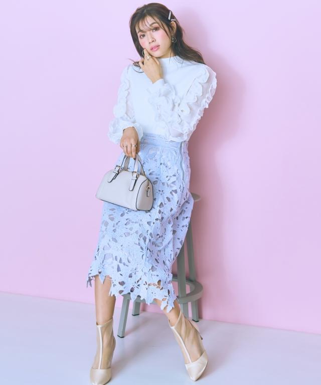 ロングスカート レディース レース スカート marun マキシスカート