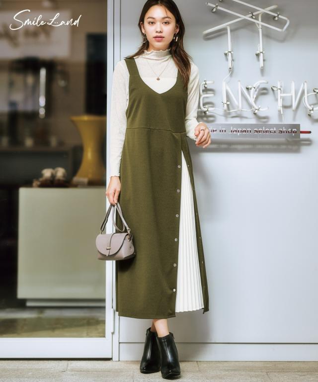 ジャンパースカート 大きいサイズ レディース やわらか素材 プリーツ デザイン ジャンパー スカート  ジャンスカ ワンピース 8L/10L ニッセン nissenの通販は 6,809円