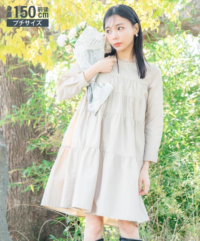 ワンピース ミニ 小さいサイズ レディース ティアードミニ 低身長さん 小柄女性  ミニワンピ SS/S/M/L ニッセン nissen