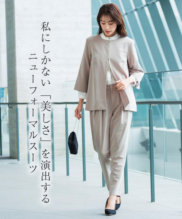 スーツ パンツ フォーマル レディース 入学式 卒業式 バック プリーツ デザイン ジャケット ストレッチ ＋ 有 〔Callarus〕 S/M/L/LL/3L ニッセン nissenの通販は