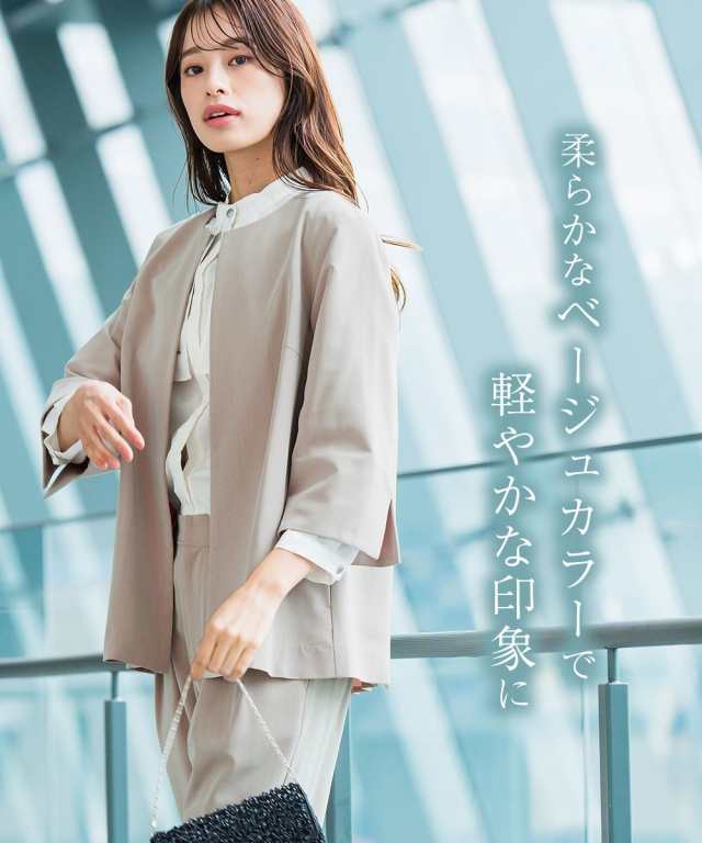 スーツ パンツ フォーマル レディース 入学式 卒業式 バック プリーツ デザイン ジャケット ストレッチ ＋ 有 〔Callarus〕 S/M/L/LL/3L ニッセン nissenの通販は