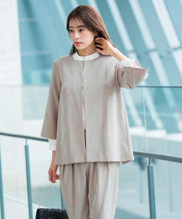 スーツ パンツ フォーマル レディース 入学式 卒業式 バック プリーツ デザイン ジャケット ストレッチ ＋ 有 〔Callarus〕 S/M/L/LL/3L ニッセン nissenの通販は