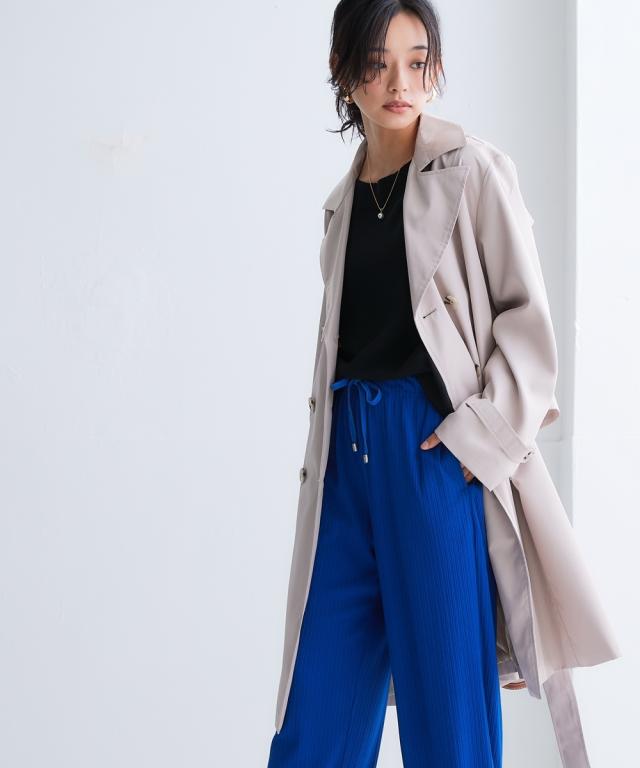 コート アウター レディース 花粉がつきにくい トレンチ 裏地ストライプ 共布 ベルト付 はっ水 防汚機能 有 S/M/L/LL/3L ニッセン nissenの通販は