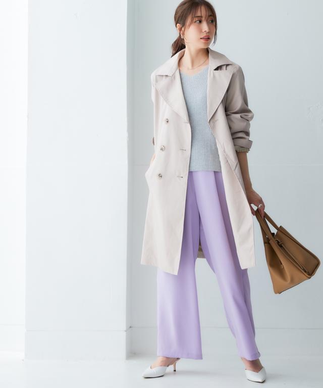 コート アウター レディース 花粉がつきにくい トレンチ 裏地ストライプ 共布 ベルト付 はっ水 防汚機能 有 S/M/L/LL/3L ニッセン nissenの通販は