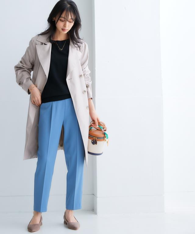 コート アウター レディース 花粉がつきにくい トレンチ 裏地ストライプ 共布 ベルト付 はっ水 防汚機能 有 S/M/L/LL/3L ニッセン nissenの通販は