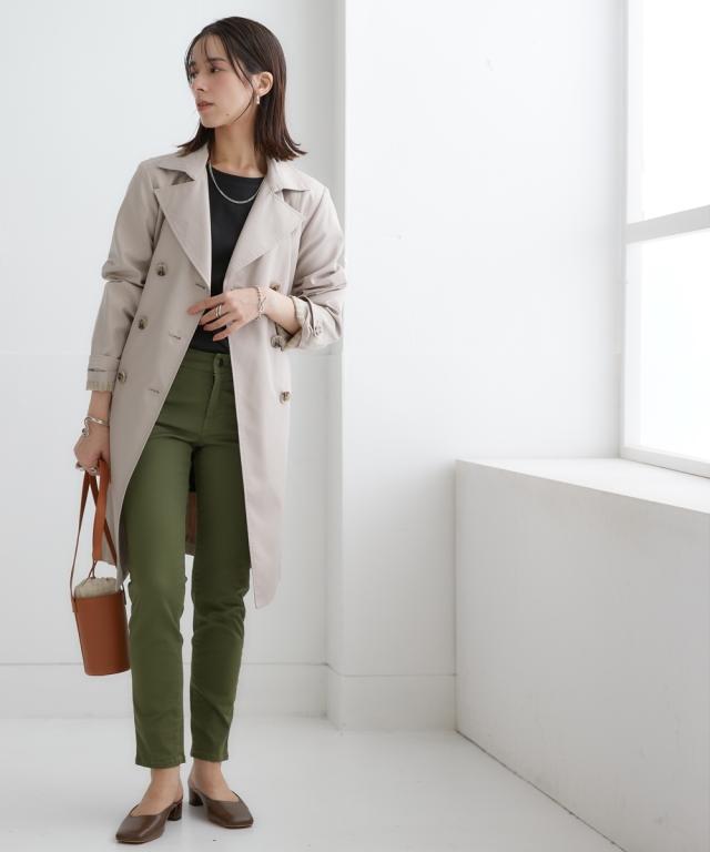 コート アウター レディース 花粉がつきにくい トレンチ 裏地ストライプ 共布 ベルト付 はっ水 防汚機能 有 S/M/L/LL/3L ニッセン nissenの通販は