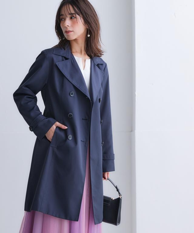 コート アウター レディース 花粉がつきにくい トレンチ 裏地ストライプ 共布 ベルト付 はっ水 防汚機能 有 S/M/L/LL/3L ニッセン nissenの通販は